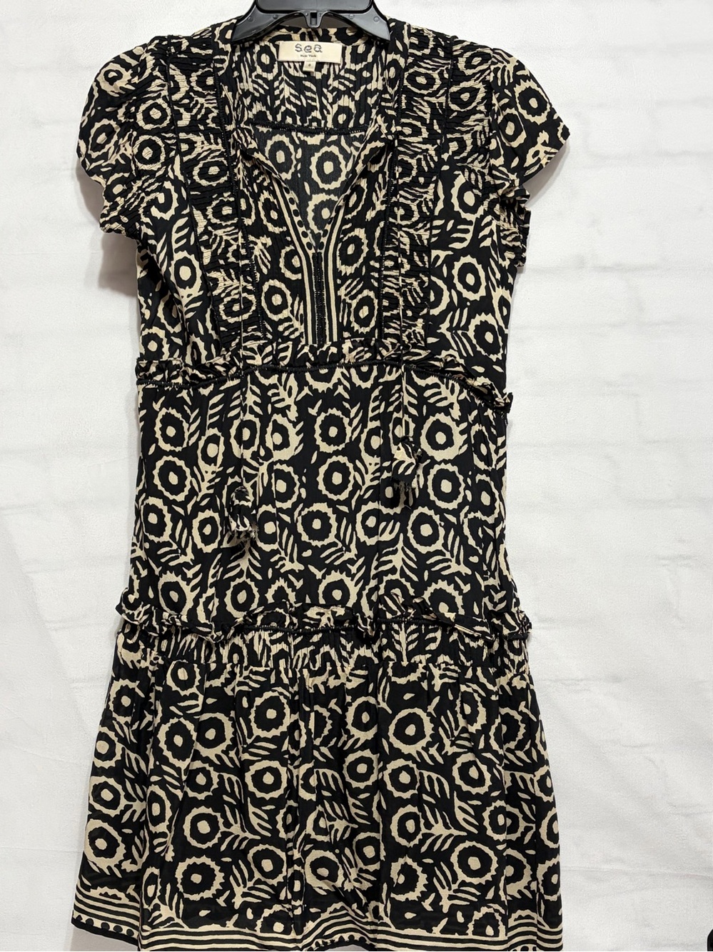 Sea New York Black And Cream Size 0 Dress With Black  Viscose, Boho, Summer